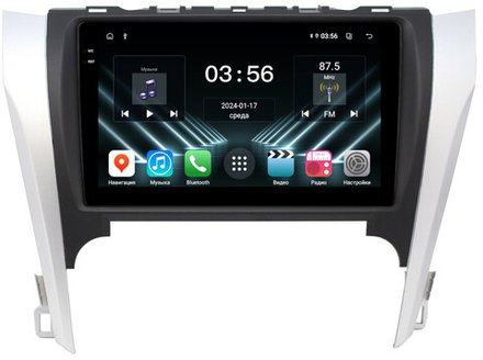 Магнитола Toyota Camry 50 2011-2014 (рамка серебристо-черная) - FarCar DX9-7048B9 монитор 9.5" IPS на Android 13, 4+64Гб, CarPlay