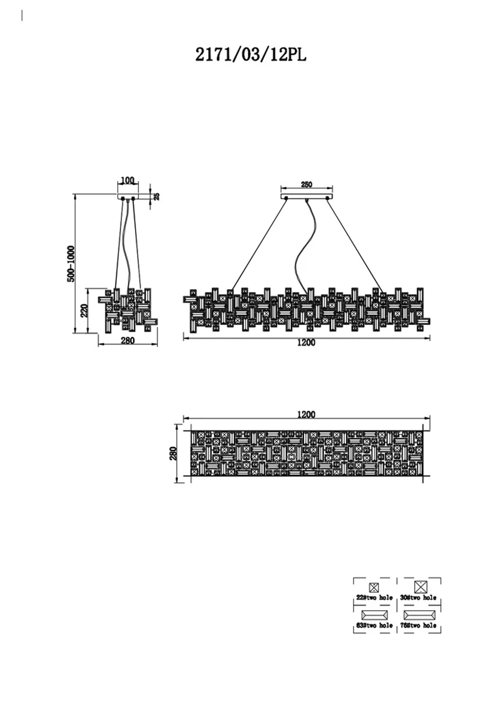 Подвесная люстра Stilfort TETRIX 2171/03/12PL
