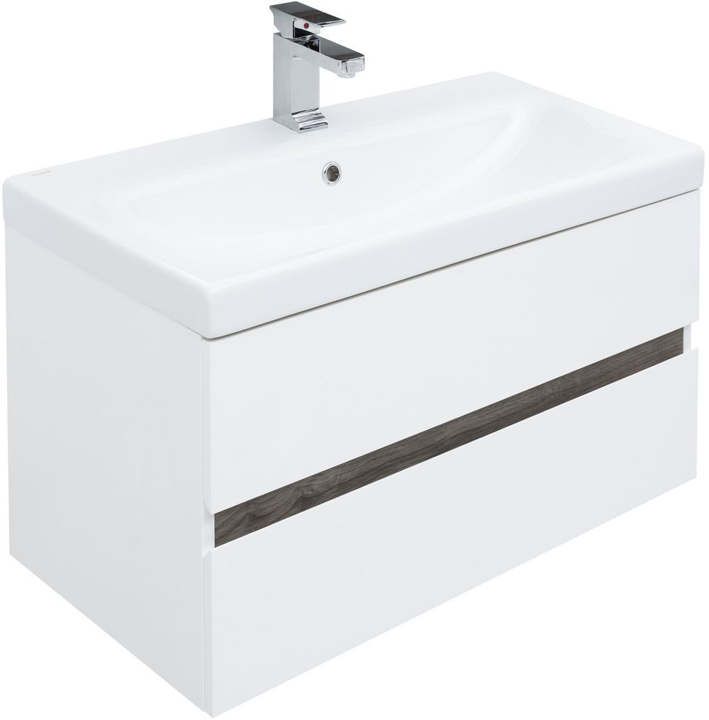 Мебель для ванной Aquanet Беркли 80 белый/дуб рошелье (зеркало белое)