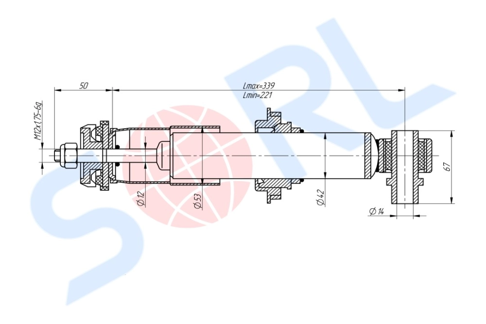 Амортизатор кабины 221/339, I/O, 12x50/14x67 VOLVO (CB0205) SORL