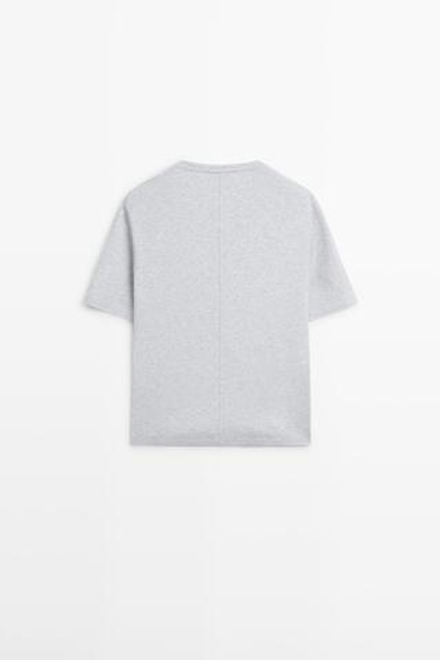 Massimo Dutti Футболка из 100% хлопка с короткими рукавами, серый