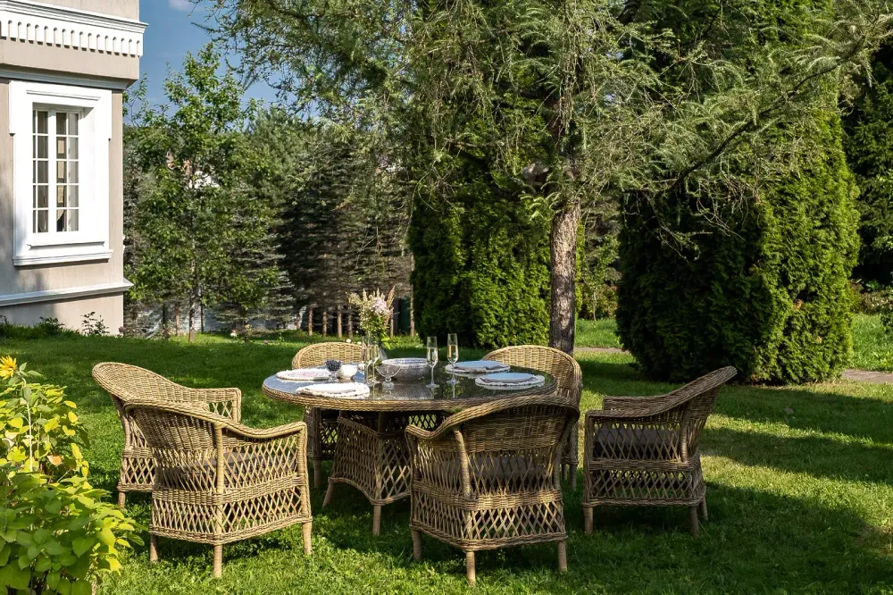 "Эспрессо-150 S" обеденная группа плетеная, цвет соломенный