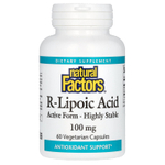 Natural Factors, R-липоевая кислота, 100 мг, 60 вегетарианских капсул