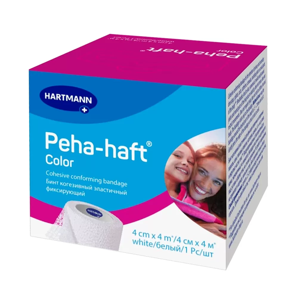 9324835 Бинт Peha-haft (Color white/Пеха-хафт колор белый, бинт когезивный эластичный фиксирующий 4 см x 4 м, 1 шт