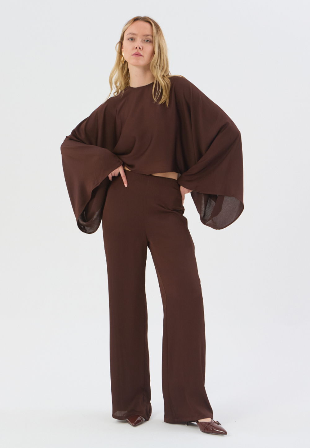 Блуза жатка летняя коричневая