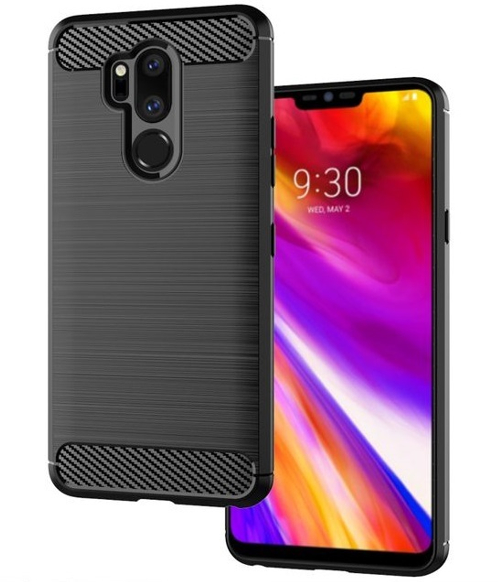 Чехол для LG G7 ThinQ (G7+ ThinQ) цвет Black (черный), серия Carbon от Caseport