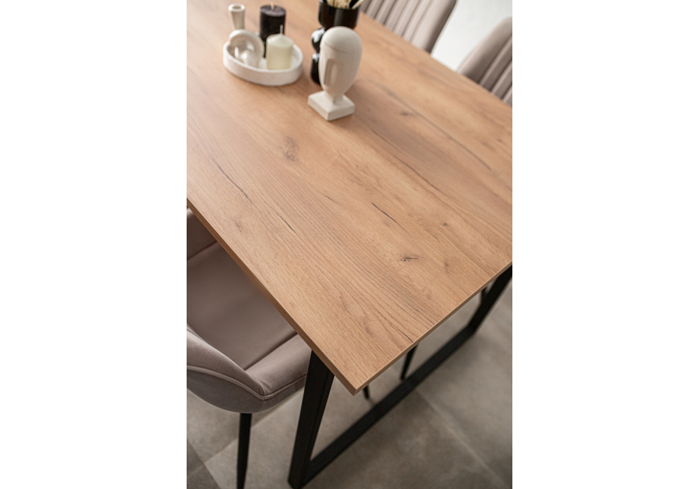 Стол деревянный Woodville Лиман 117 х 77 дуб крафт золотой, черный матовый, ножки черные