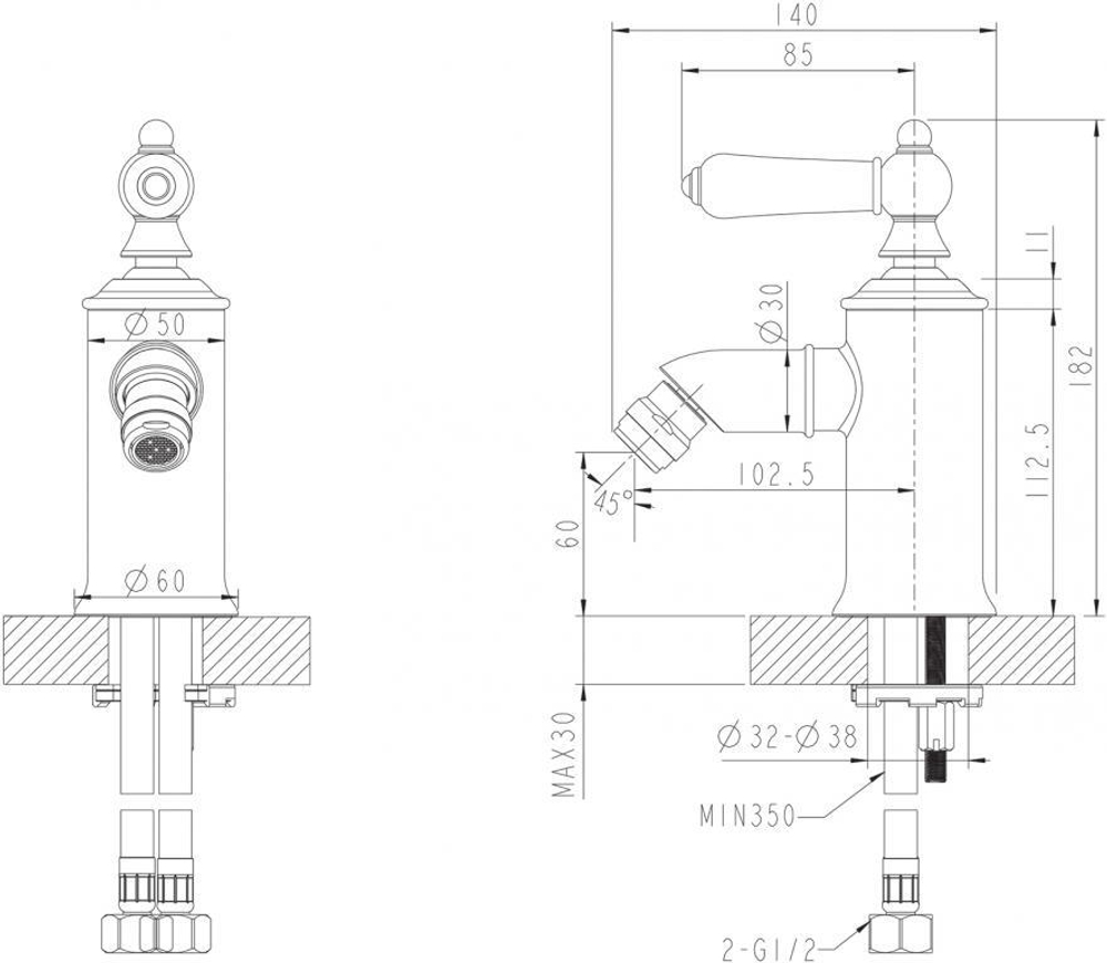 Смеситель для биде Bravat Art
