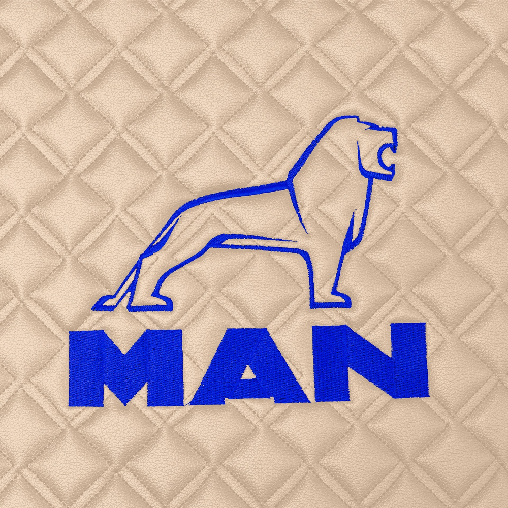Ковры MAN TGA (автомат, механика), (экокожа, бежевый, бежевый кант, синяя вышивка)