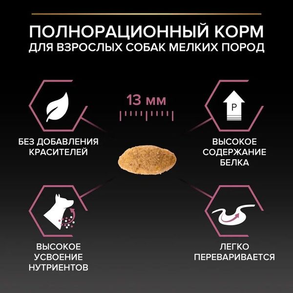 Уценка! Срок 16.07.26/ Сухой корм Pro Plan для взрослых собак мелких и карликовых пород с чувствительной кожей, с высоким содержанием лосося