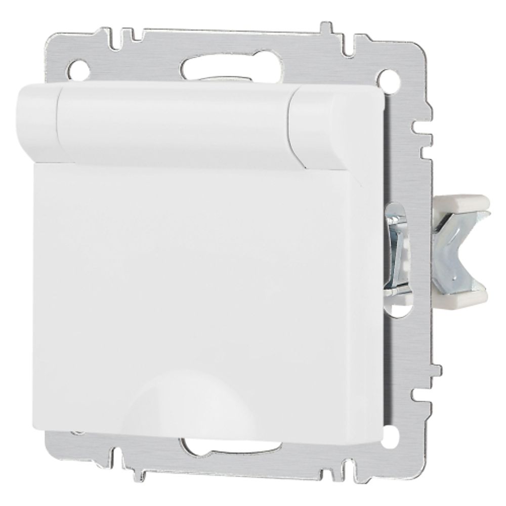 Розетка Intro Accent 6-203-01М 2P+E Schuko с крышкой 16А-250В IP20 СУ AL/CU белый матовый | Intro