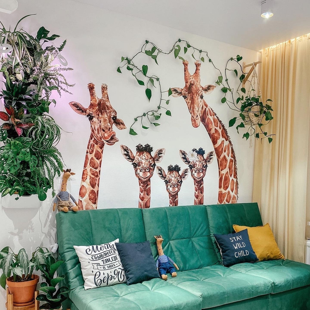Наклейки СЕМЬЯ ЖИРАФОВ размер L