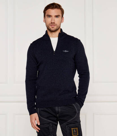 Шерстяной свитер Aeronautica Militare - темно-синий(MA1517L417)