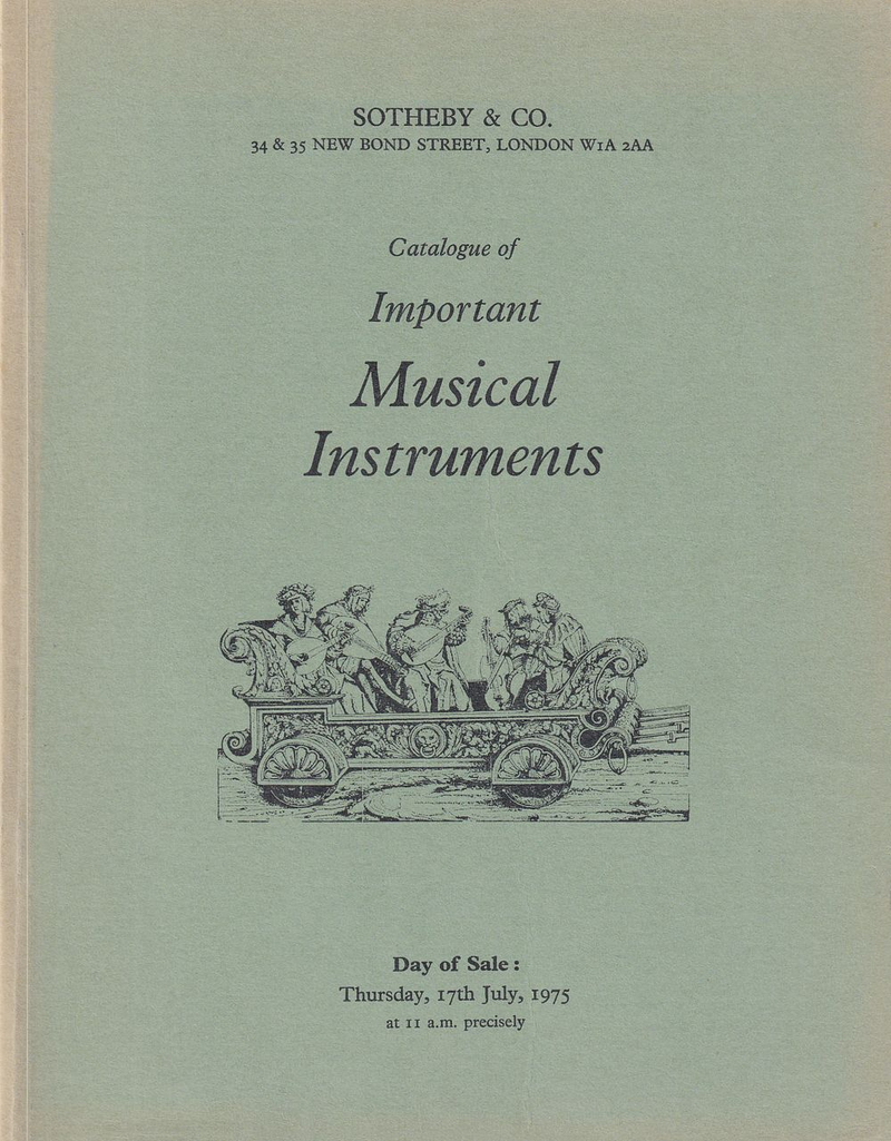 Каталог аукциона Sotheby's, Лондон, Редкие музыкальные инструменты от 17 июля 1975 года
