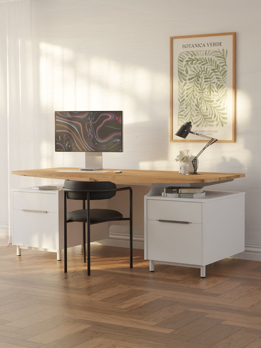 Стол компьютерный 185х75х75, Ochensol, письменный, для школьника, рабочий, офисный, белый, Dipriz