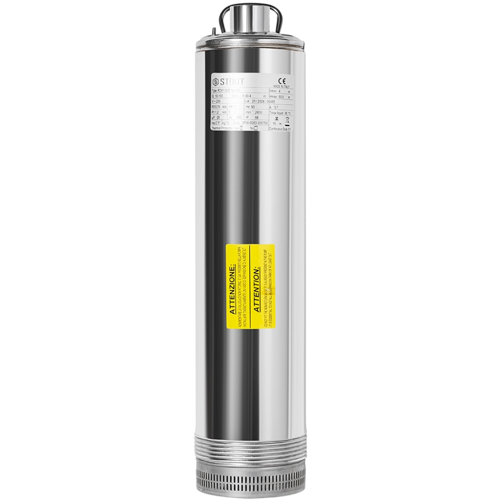 Насос колодезный с электронной регулировкой STOUT кабель 20 м, 230V, Q=90 л/мин, H=45 м SPW-0003-300750
