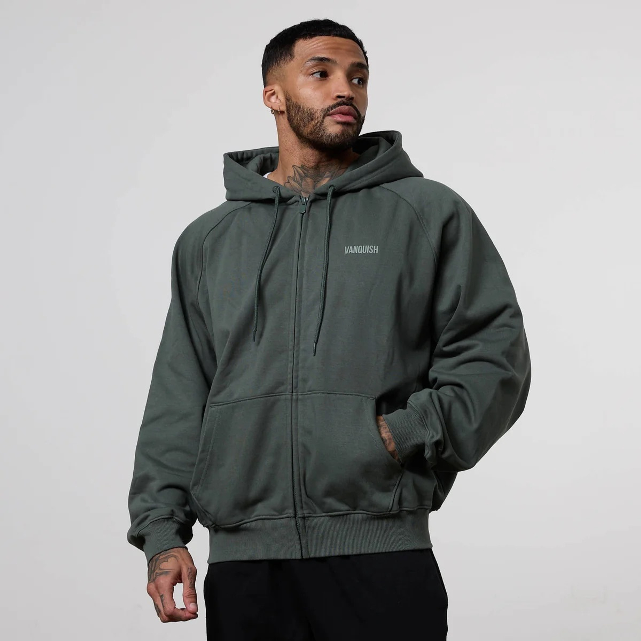 Толстовка VANQUISH Essential Oversized Zip Hoodie Green