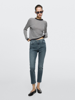 Massimo Dutti Джинсы средней посадки, укороченные, облегающего кроя, темно-синий