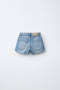 ZARA ДЖИНСОВЫЕ ШОРТЫ С ЖЕМЧУГОМ, СИНИЙ