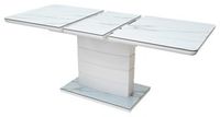 Стол ALTA 140 GREY-WHITE MARBLE/ WHITE глазурованное стекло