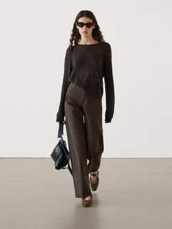 Massimo Dutti Джинсы прямого кроя с карманами, коричневый