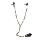 Зажимы на грудь с цепью и подвесом Weighted Nipple Clamps (Цвет: серебристый с черным)