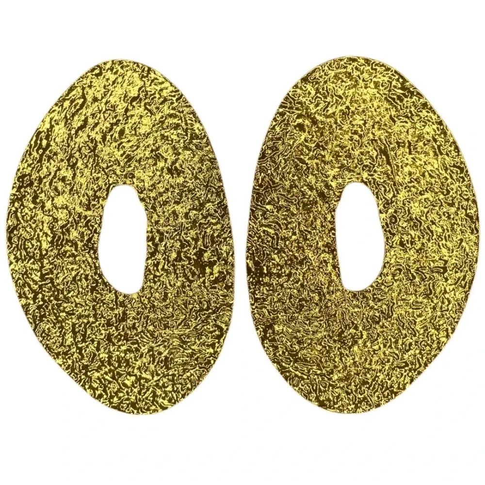 Серьги Big Gold Riffled Plate