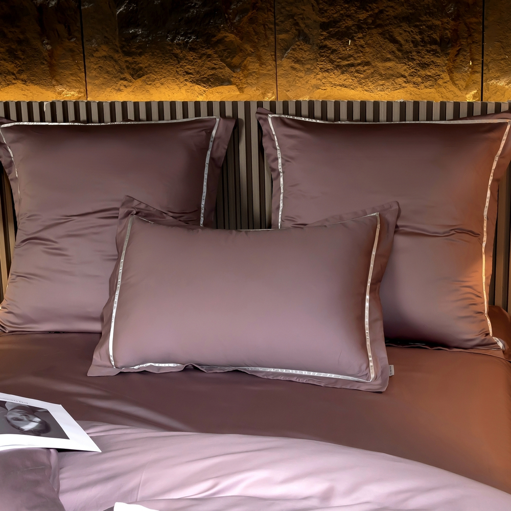 Комплект постельного белья Однотонный Сатин Премиум широкий кант OCPK020