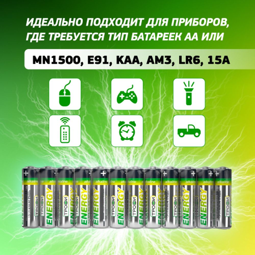 Батарейки Трофи LR6-12S ENERGY Alkaline