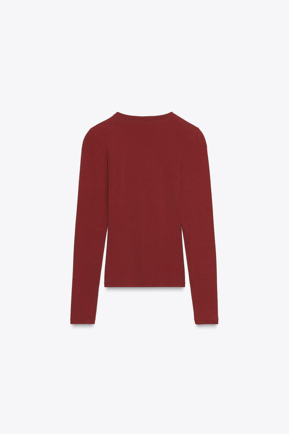 ZARA ФУТБОЛКА С ДЛИННЫМИ РУКАВАМИ, ТЕМНО-РОЗОВЫЙ