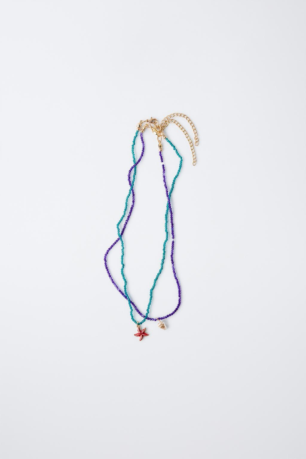 ZARA НАБОР ИЗ 2 ОЖЕРЕЛИЙ С МОРСКИМИ БУСИНАМИ, СИНИЙ