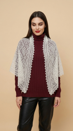 Оренбургский пуховый палантин А12040-02 экрю