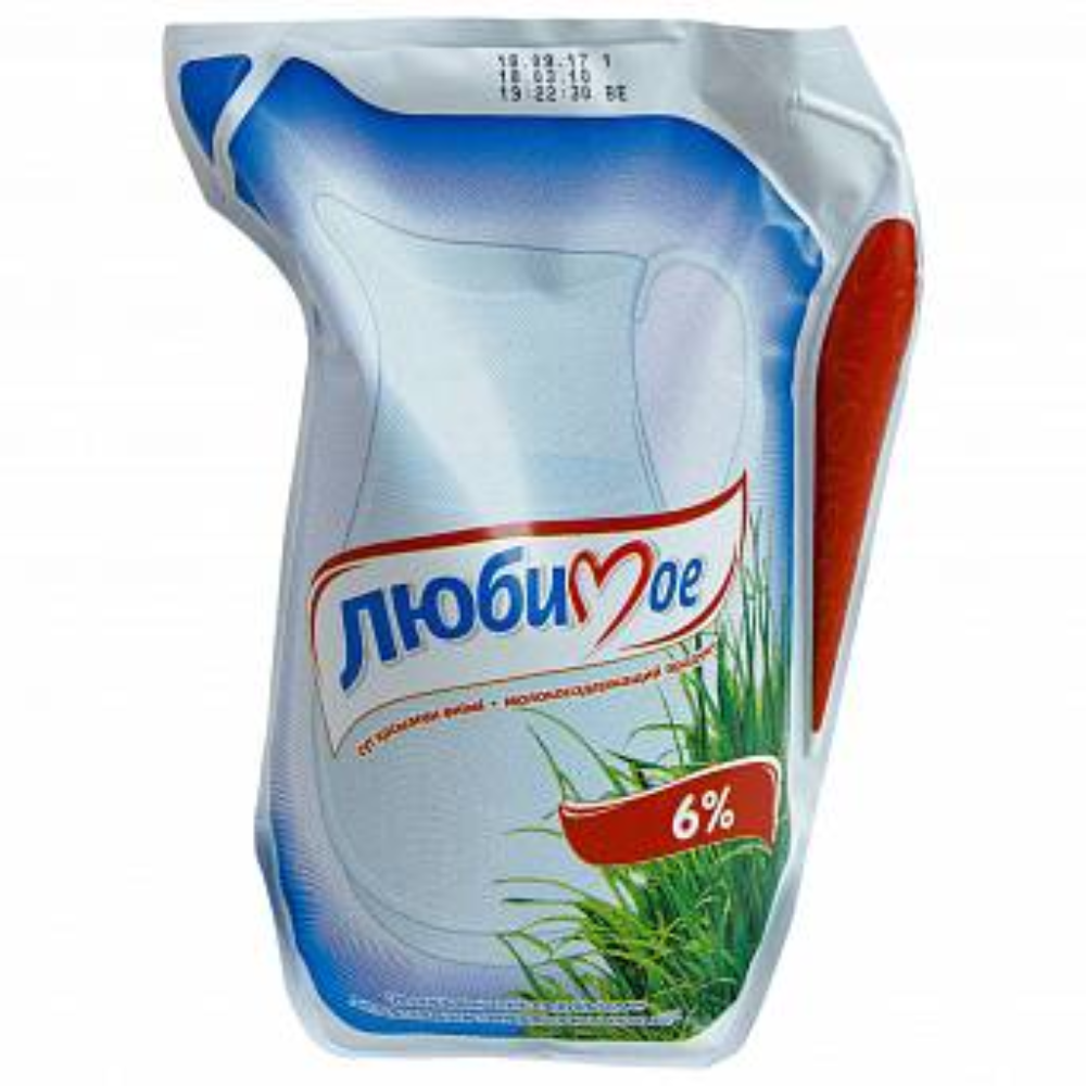 Молоко Любимое 6 % 900 л  м/у