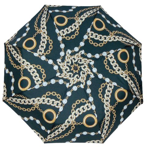 Черный зонт с золотыми цепями