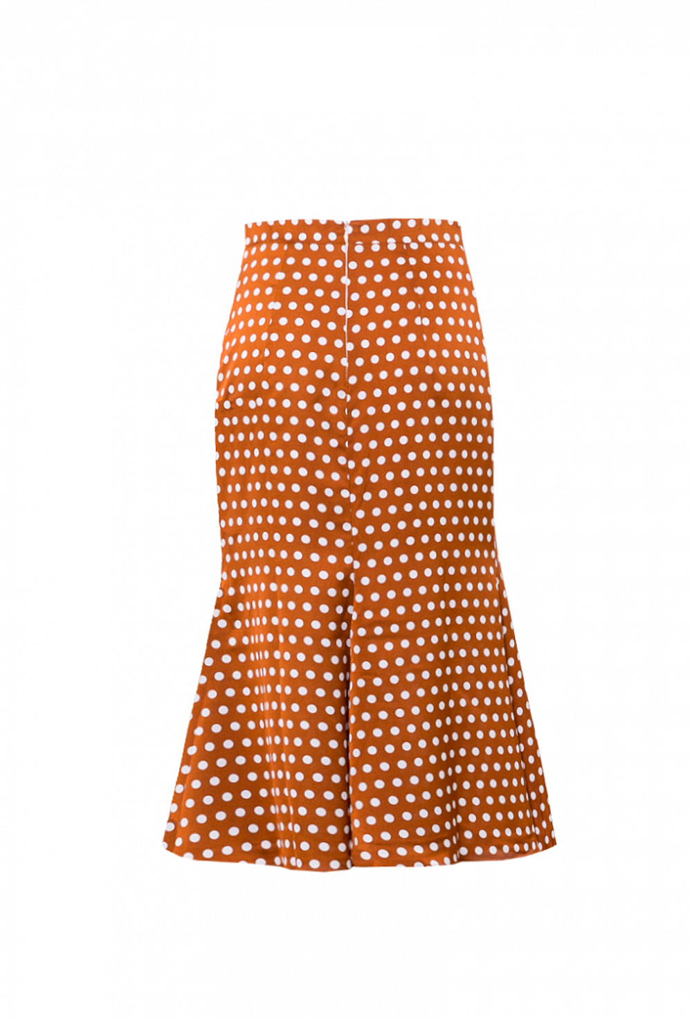 Юбка шёлковая годе коричневая в белый горошек 02-02-22 SS