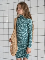 Платье-лапша в рубчик для девочки облегающее на осень