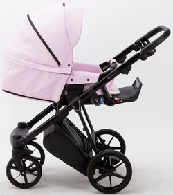Детская коляска Adamex Porto Deluxe 2 в 1 PO-SA16 (РОЗОВ.ЗЕФИР КОЖА)