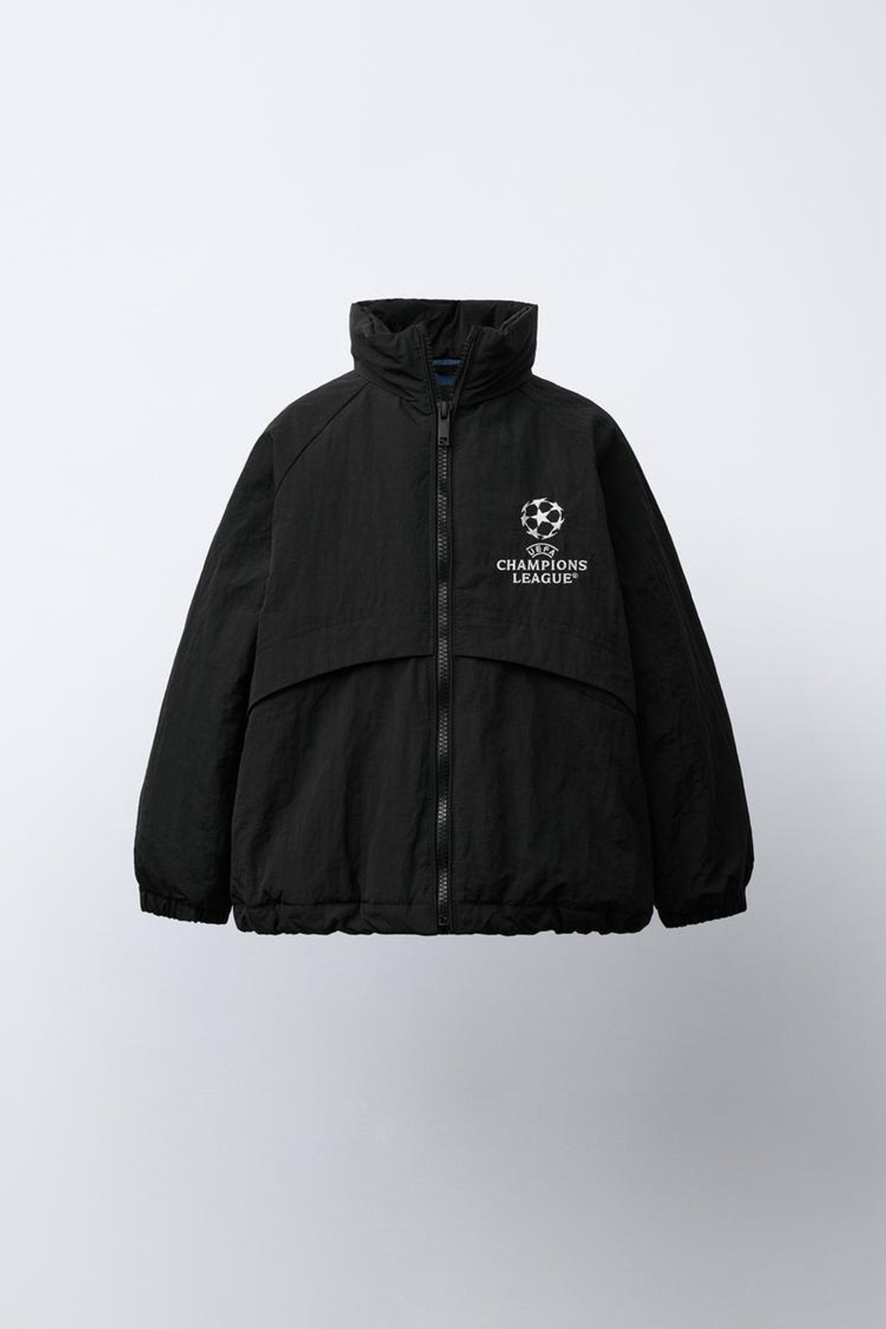 ZARA КУРТКА С ПОТАЙНЫМ КАПЮШОНОМ WATER REPELLENT UEFA CHAMPIONS LEAGUE ®, ЧЕРНЫЙ