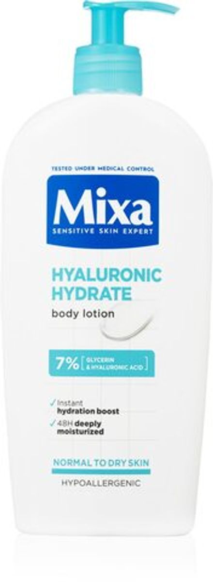 MIXA Hyalurogel - Интенсивно увлажняющее молочко для тела для сухой и чувствительной кожи /   400  ml  / GTIN 3600550958423