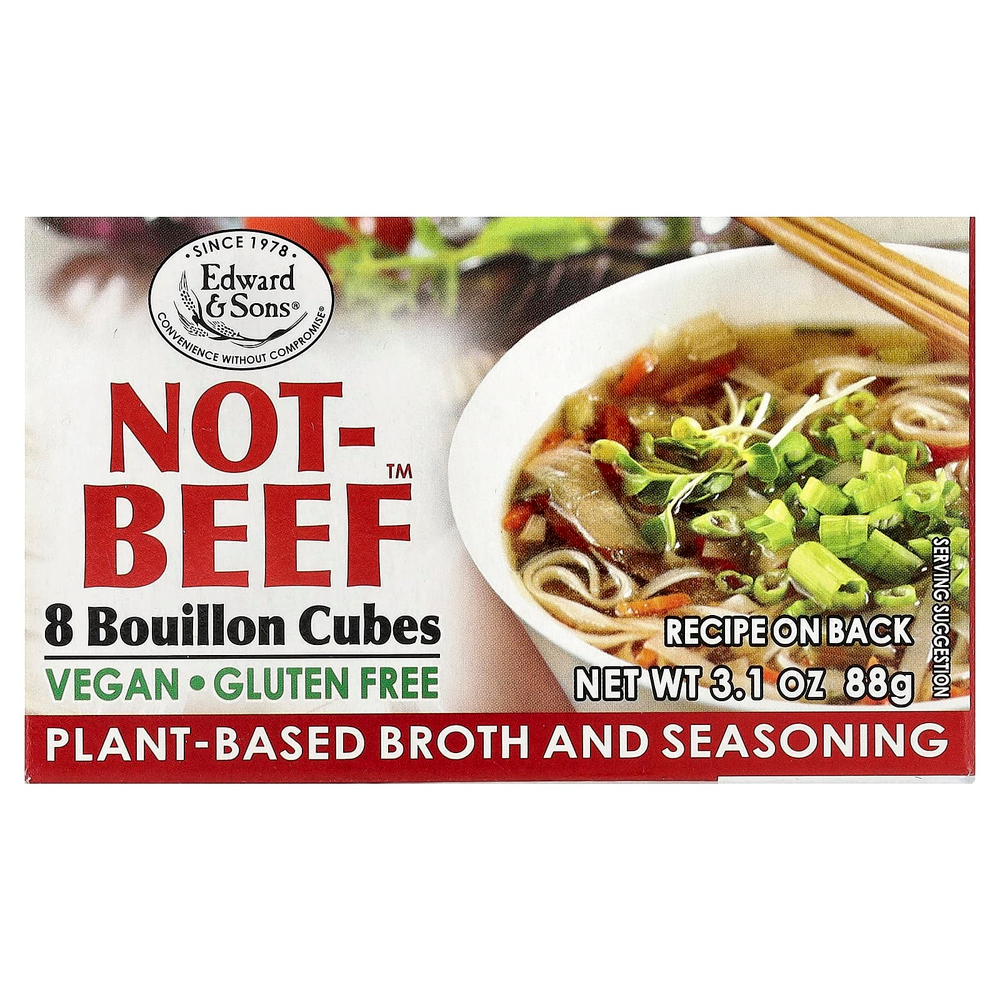 Edward & Sons, Not-Beef™, бульонные кубики, 8 кубиков, 88 г (3,1 унции)
