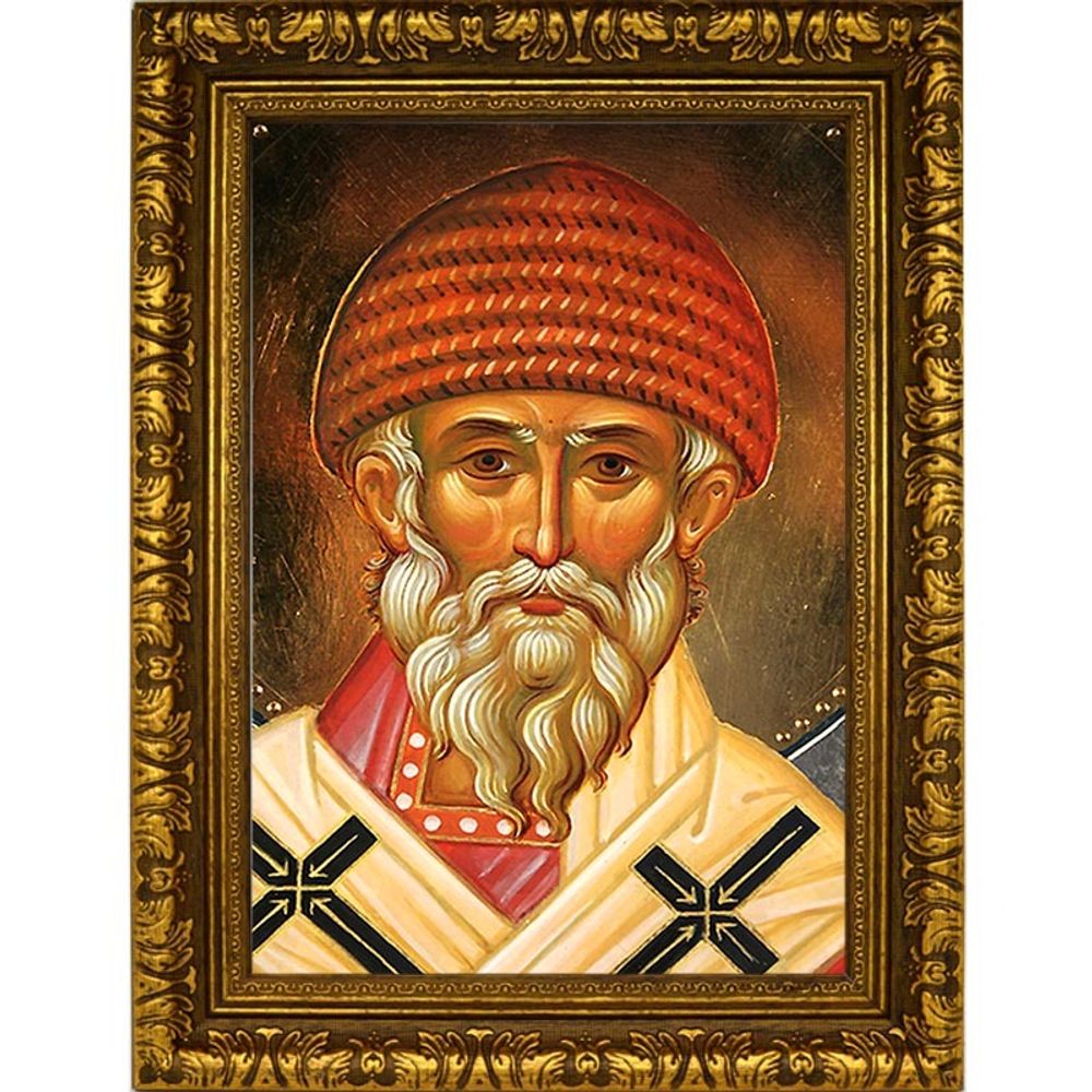 Икона Святителя Спиридона Тримифунтского на холсте.