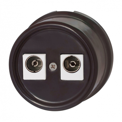 Розетка телевизионная двойная, оконечная, керамика, цвет коричневый B1-306-02