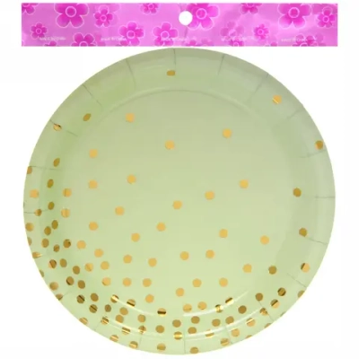 Тарелка бумажная 18 см в наборе 10 шт «Конфетти» салатовая