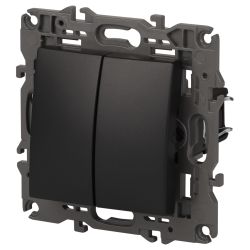 Переключатель ЭРА Elegance 14-1106-05 двойной 10АХ-250В IP20 антрацит