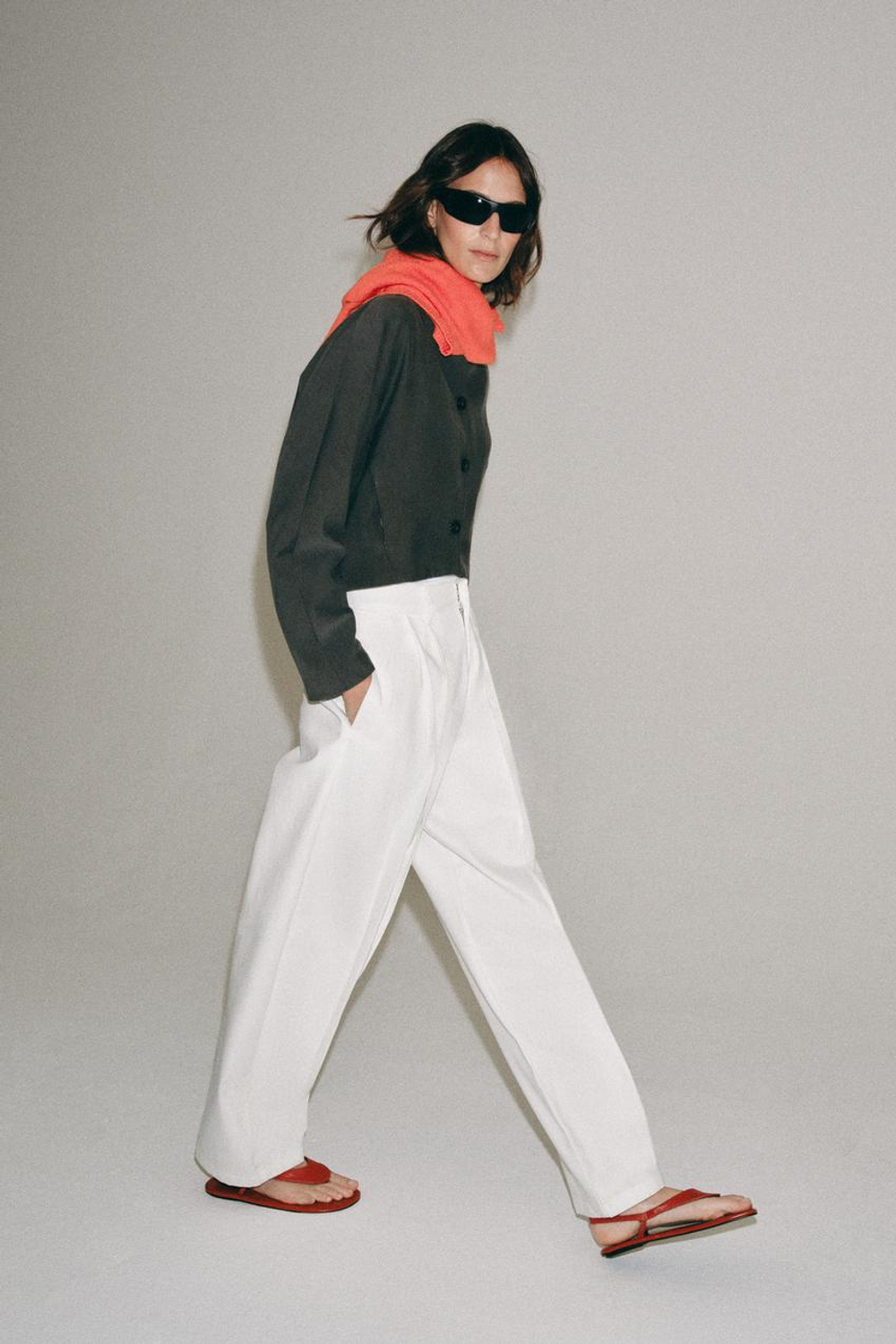 ZARA БРЮКИ-BARREL — ZW COLLECTION, БЕЛЫЙ