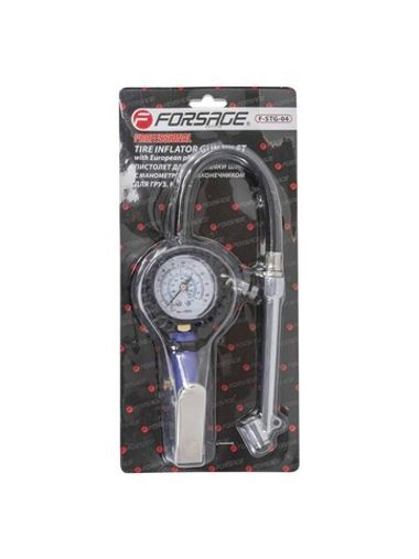 Пистолет для подкачки шин с манометром и наконечником для груз. колес(0-15bar),в блистере Forsage F-STG-04