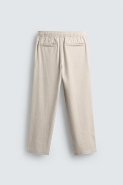 ZARA БРЮКИ RELAXED FIT С РЕЛЬЕФНОЙ СТРУКТУРОЙ, СВЕТЛО-БЕЖЕВЫЙ