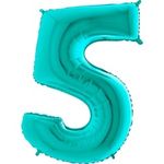 Шар (40"/102 см) Цифра, 5, Тиффани