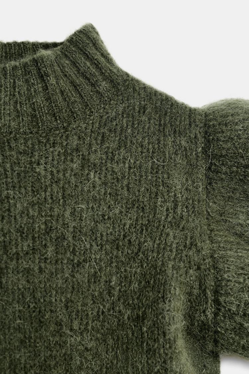 ZARA ЖИЛЕТ ИЗ ШЕРСТИ С ВОЛАНАМИ, ЗЕЛЕНЫЙ