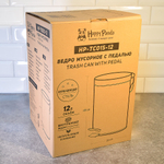 Ведро для мусора 12л нерж с педалью "Happy Panda"